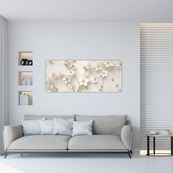 Slika - Zlatni cvijet - apstrakcija (120x50 cm)