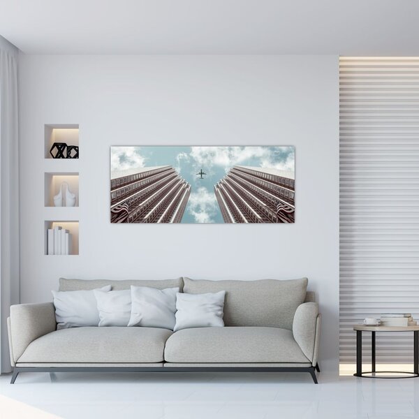 Slika aviona između zgrada (120x50 cm)