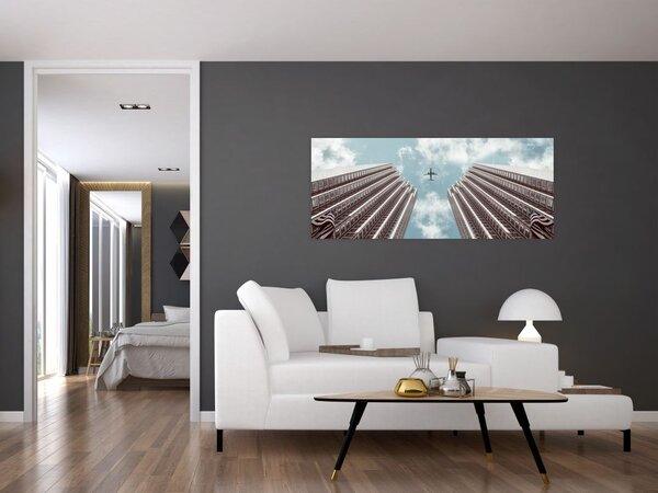 Slika aviona između zgrada (120x50 cm)