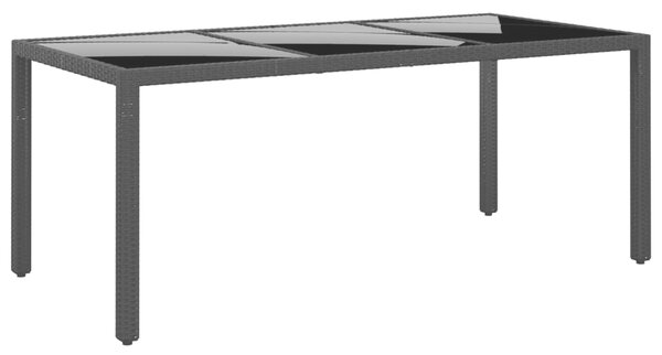 VidaXL Vrtni stol 190x90x75 cm od kaljenog stakla i poliratana crni