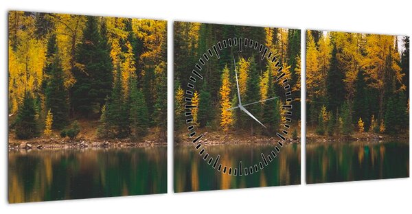 Slika šumskog jezera (sa satom) (90x30 cm)