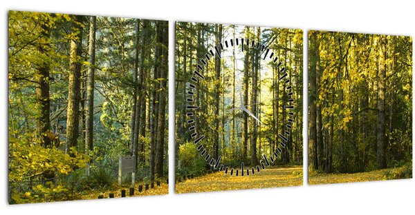 Slika - šuma u jesen (sa satom) (90x30 cm)