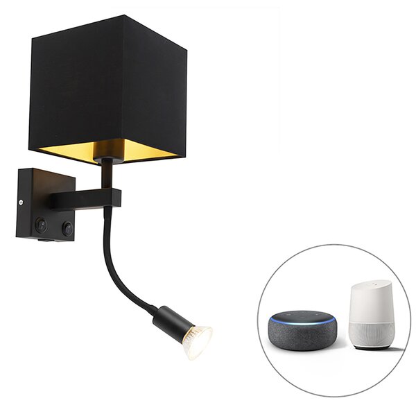 Smart wandlamp zwart met USB incl. Wifi A60 en GU10 - Zeno