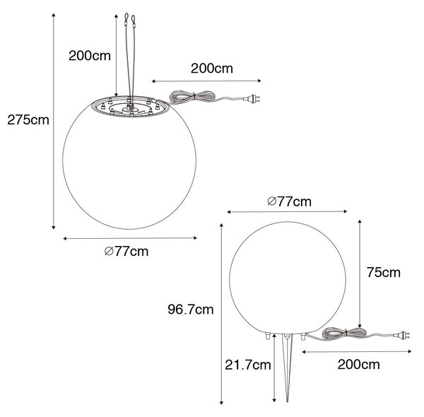 Moderna vanjska svjetiljka bijela 77 cm IP65 - Nura