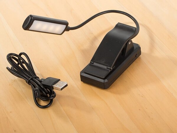 Led aku. 1100mah lučka za branje knjig 3 barve svetlobe usb črna - verk group