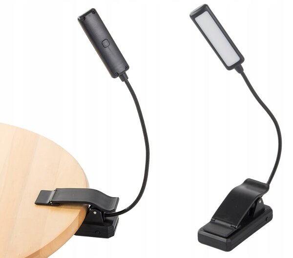 Led aku. 1100mah lučka za branje knjig 3 barve svetlobe usb črna - verk group