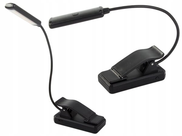 Led aku. 1100mah lučka za branje knjig 3 barve svetlobe usb črna - verk group