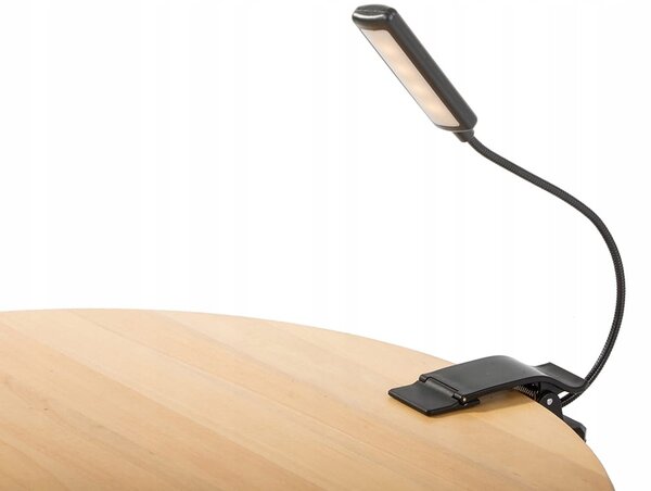 Led aku. 1100mah lučka za branje knjig 3 barve svetlobe usb črna - verk group