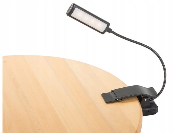 Led aku. 1100mah lučka za branje knjig 3 barve svetlobe usb črna - verk group