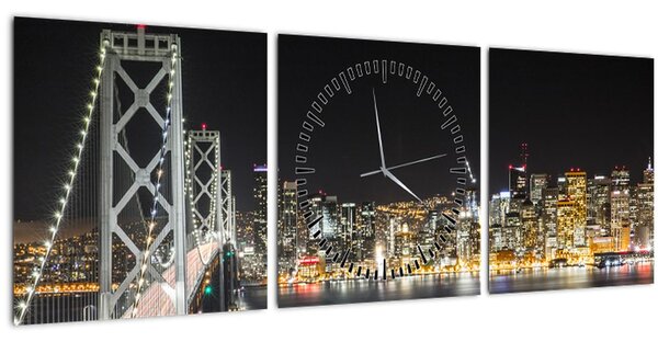 Slika Brooklyn mostova i New Yorka (sa satom) (90x30 cm)