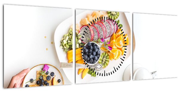 Slika tanjura s voćem na stolu (sa satom) (90x30 cm)