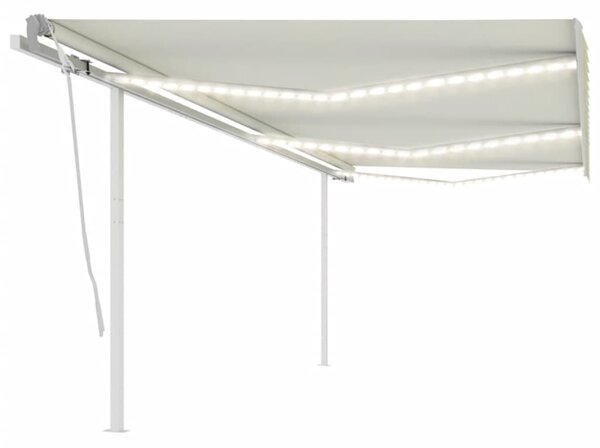 VidaXL Tenda na ručno uvlačenje s LED svjetlima 6 x 3,5 m krem