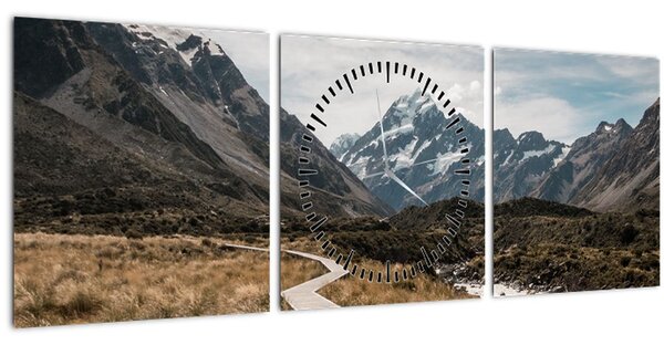Slika - Šetnica u dolini planine Mt. Cook (sa satom) (90x30 cm)