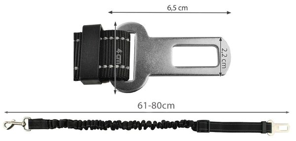 Varnostni pas za psa - elastičen povodec za v avto do 80cm - hurtnet