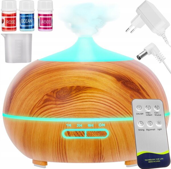Led rgb vlažilec zraka difuzor 400ml + daljinski upravljalec in eterična olja - malatec