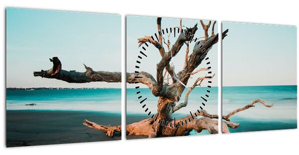 Slika - Naplavine na plaži (sa satom) (90x30 cm)