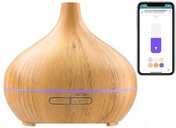 Pametni wi-fi difuzor eteričnih olj led rgb vlažilec zraka 400ml alexa google assistant - meross