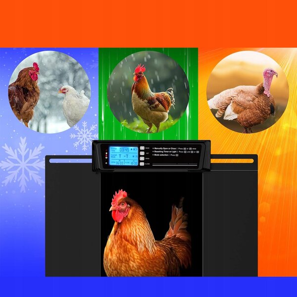 Elektronska solarna avtomatska lcd vrata za kokošnjak 38x28cm črna - dexxer
