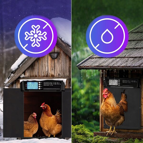 Elektronska solarna avtomatska lcd vrata za kokošnjak 38x28cm črna - dexxer