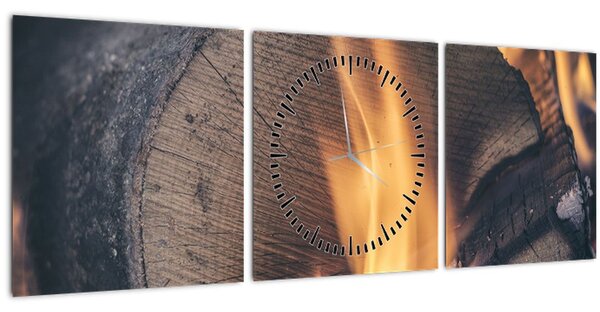 Slika drva koje gori (sa satom) (90x30 cm)