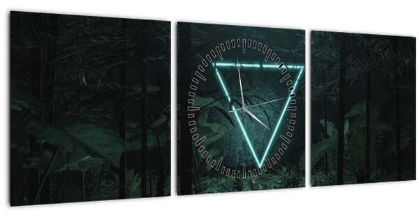 Slika - Neonski trikotnik v džungli (sa satom) (90x30 cm)