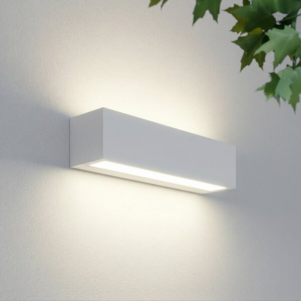 Lucande Lengo vanjska zidna LED svjetiljka, 25 cm, bijela, svjetlo prema, Bijela, Aluminij