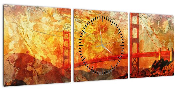 Slika - Golden Gate, San Francisco, Kalifornija (sa satom) (90x30 cm)