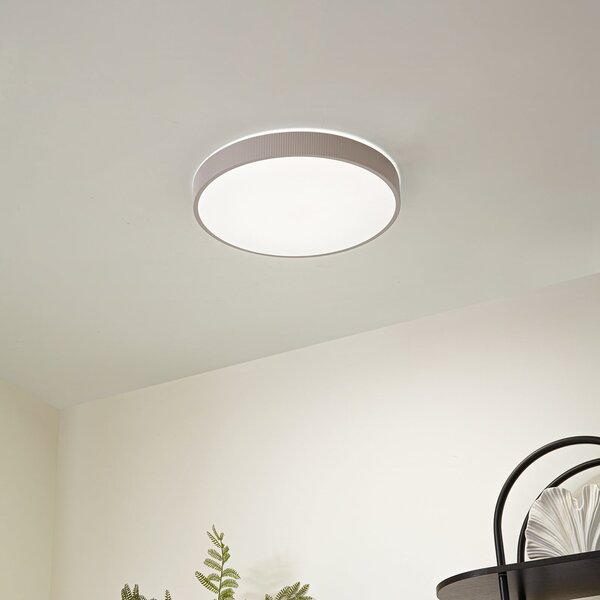 Lindby Zylo LED stropna svjetiljka, taupe, Ø49 cm, CCT prigušivo, prigušiva, Bež, Dnevni boravak/blagovaonica, Plastika