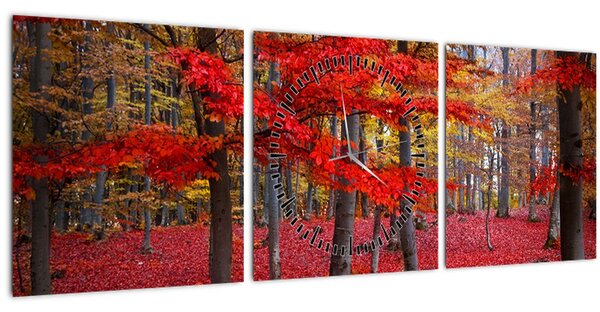 Slika - Rdeči gozd (sa satom) (90x30 cm)