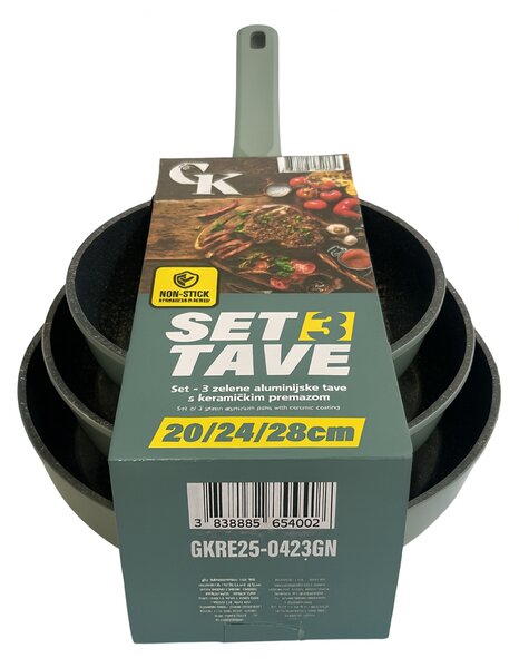 Grill King Ceramic 3u1 set tava s keramičkim premazom (20/24/28 cm)