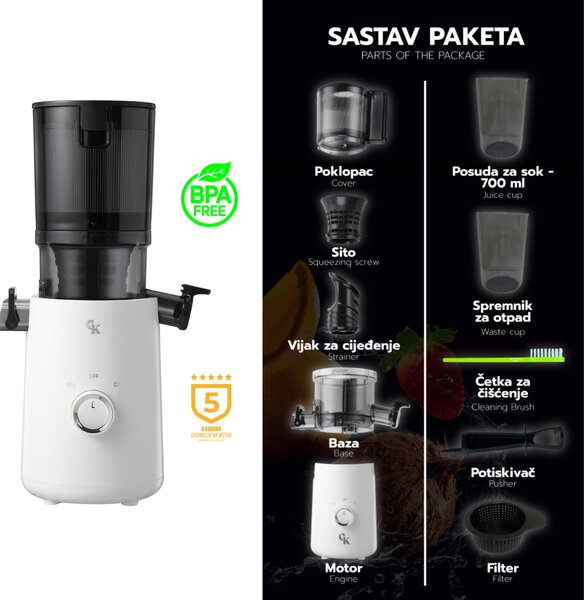 Grill King COLD PRESS PRO150 NextGen revolucionarni sokovnik bez metalne mrežice