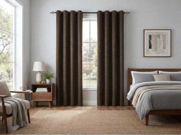Zatemnjujuća zavjesa DUNES VELVET 140x250 cm, smeđa Sistem za vješanje: Metalni prstenovi