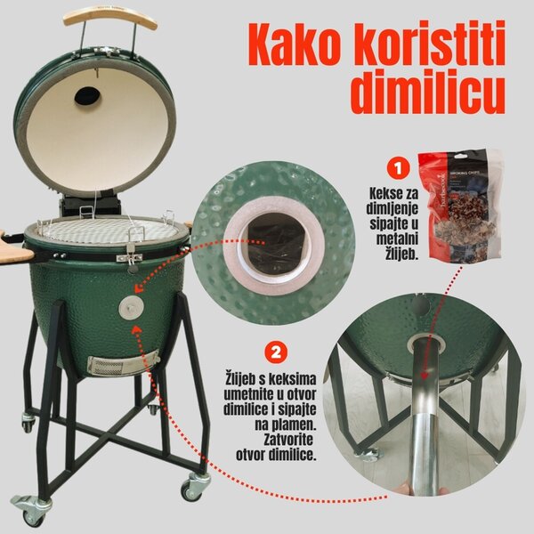 Grill King Kamado EGG PRO MAX 24" Series III keramički roštilj s dimilicom + bogata oprema, 61 cm