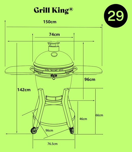 Grill King Kamado EGG PRO ULTRA 29" Series III keramički roštilj s dimilicom + bogata oprema, 74 cm