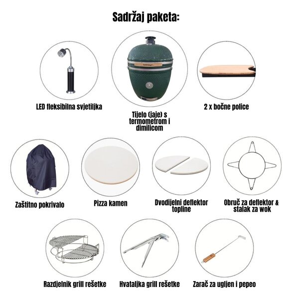 Grill King Kamado EGG PRO ULTRA 29" Series III keramički roštilj s dimilicom + bogata oprema, 74 cm