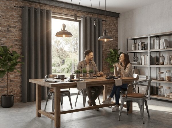 Zamračujuća zavjesa DUNES VELVET 140x250 cm, tamno siva Sistem za vješanje: Metalni prstenovi