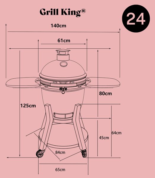 Grill King Kamado EGG PRO MAX 24" Series III keramički roštilj s dimilicom + bogata oprema, 61 cm