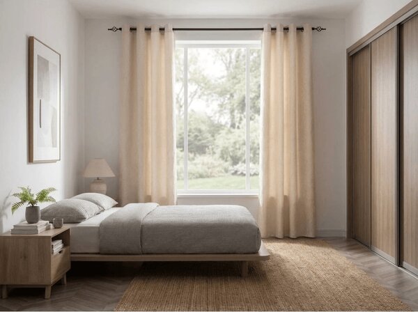 Zamračujuća zavjesa DUNES VELVET 140x250 cm, krem. Sistem za vješanje: Metalni prstenovi