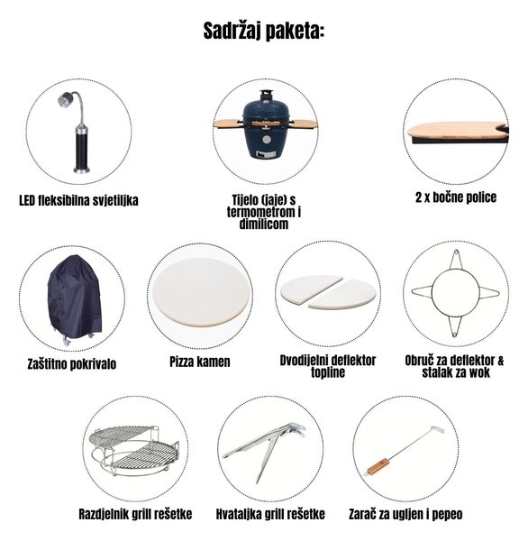 Grill King Kamado EGG PRO MAX 24" Series III keramički roštilj s dimilicom + bogata oprema, 61 cm