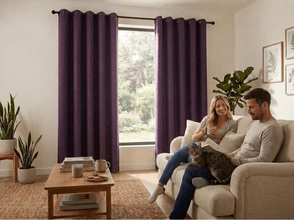 Zamračujuća zavjesa DUNES VELVET 140x250 cm, ljubičasta Sistem za vješanje: Metalni prstenovi