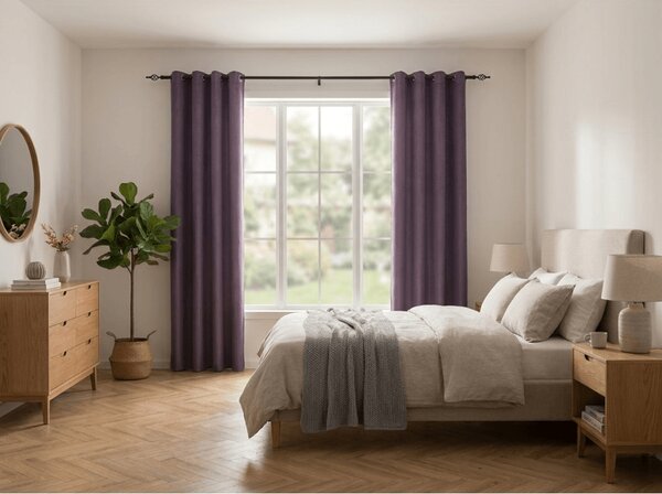 Zamračujuća zavjesa DUNES VELVET 140x250 cm, ljubičasta Sistem za vješanje: Metalni prstenovi