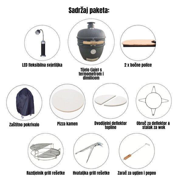 Grill King Kamado EGG PRO MAX 24" Series III keramički roštilj s dimilicom + bogata oprema, 61 cm