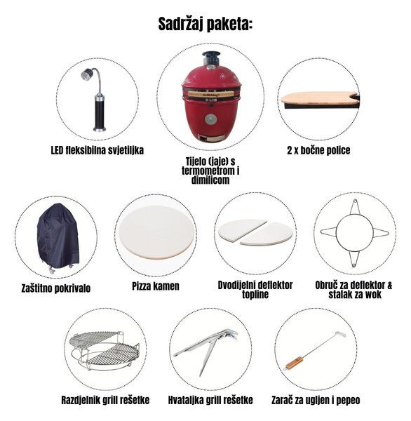 Grill King Kamado EGG PRO MIDI 22" Series III keramički roštilj s dimilicom + bogata oprema, 56 cm