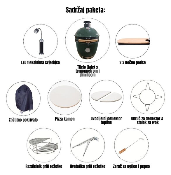 Grill King Kamado EGG PRO MIDI 22" Series III keramički roštilj s dimilicom + bogata oprema, 56 cm