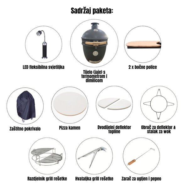 Grill King Kamado EGG PRO MIDI 22" Series III keramički roštilj s dimilicom + bogata oprema, 56 cm