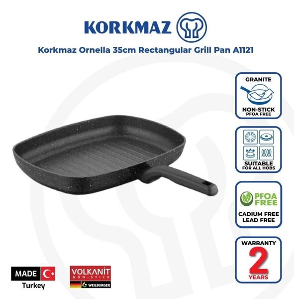 Korkmaz Ornella četvrtasta rebrasta grill tava