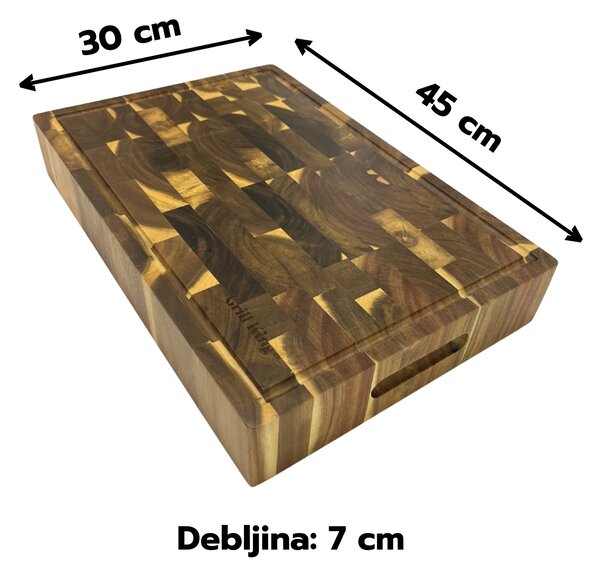 Grill King Chef Pro End-grain četvrtasta masivna kuhinjska daska s dva lica, 45x30 cm