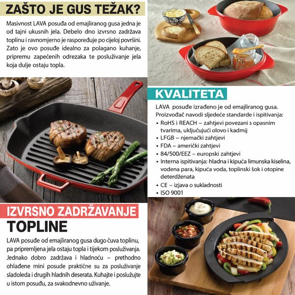 Lava četvrtasta grill tava