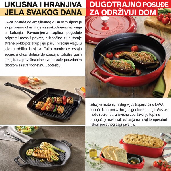 Lava četvrtasta grill tava