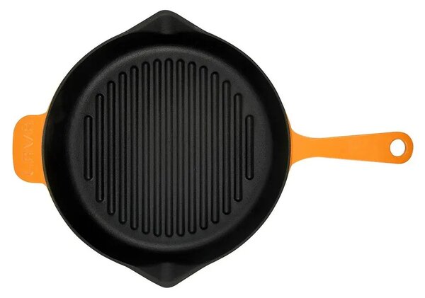 Lava okrugla rebrasta grill tava s odljevnim kanalima